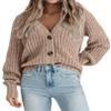 Zeagoo Women's Chunky Knitted Cardigans Long Sleeve Open Front Cropped Cardigans V Neck Button Sweaters view 1