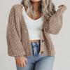 Zeagoo Women's Chunky Knitted Cardigans Long Sleeve Open Front Cropped Cardigans V Neck Button Sweaters view 2
