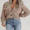 Zeagoo Women's Chunky Knitted Cardigans Long Sleeve Open Front Cropped Cardigans V Neck Button Sweaters view 3