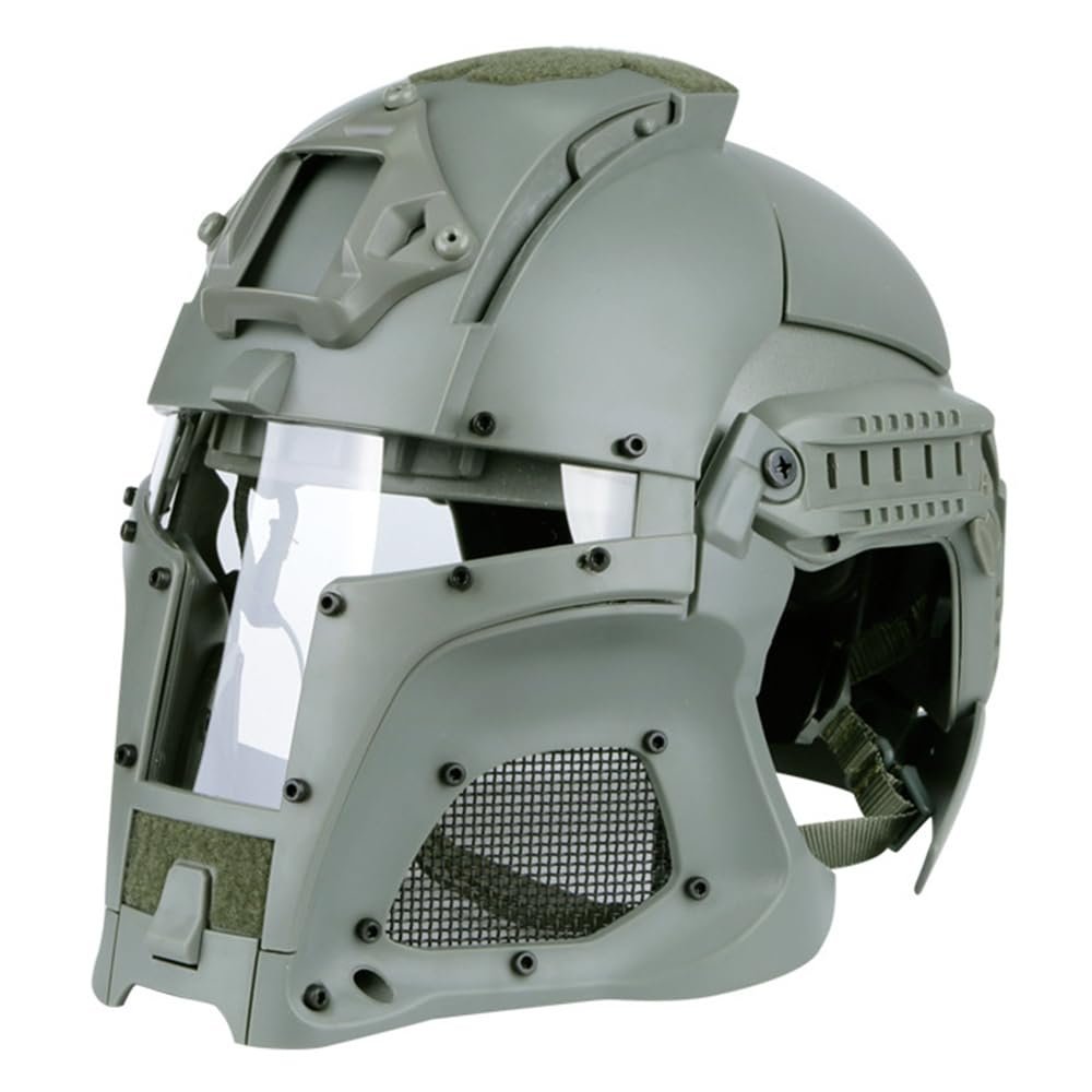 ACEXIER Tactical Military Ballistic Helmet Side Rail NVG Shroud Transfer Base Army Combat Airsoft Paintball Full Face Mask Helmet (Grey)