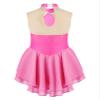 FEESHOW Kids Girls Sleeveless Shiny Rhinestone Sequins Floral Printed Figure Ice Skating Dance Dress for Competition Hot Pink 12 Years view 4