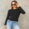 Abardsion Women's Long Sleeve Shirts Spring 2026 Casual Basic Going Out Crop Tops Slim Fit Tight Y2K Clothes(Black, M) view 2