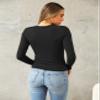 Abardsion Women's Long Sleeve Shirts Spring 2026 Casual Basic Going Out Crop Tops Slim Fit Tight Y2K Clothes(Black, M) view 4