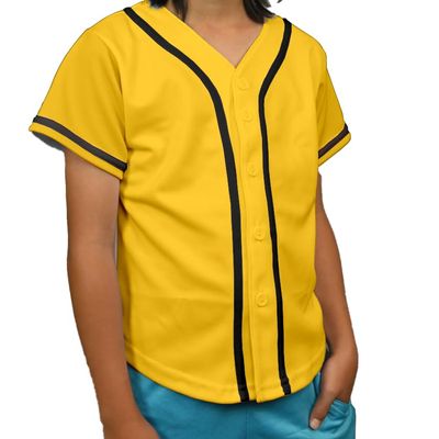 DIGITMON Kids Baseball Jersey Button Down Premium Hip Hop T Shirts Uniform YELLOWBLACK 6-Month Infants