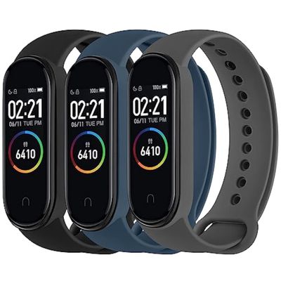 3 Pack Bands for Xiaomi Mi Band 4 & Mi Band 3 Strap, Soft Silicone Replacement Sport Bands Bracelet Strap for Xiaomi Mi Band 4 & 3 Smartwatch (Black+Abyss Blue+Dark Gray)