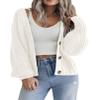 Zeagoo Women's Chunky Knitted Cardigans Long Sleeve Open Front Cropped Cardigans V Neck Button Sweaters White view 1