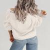 Zeagoo Women's Chunky Knitted Cardigans Long Sleeve Open Front Cropped Cardigans V Neck Button Sweaters White view 4