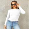 Abardsion Women's Long Sleeve Shirts Spring 2026 Casual Basic Going Out Crop Tops Slim Fit Tight Y2K Clothes(White, M) view 2