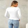 Abardsion Women's Long Sleeve Shirts Spring 2026 Casual Basic Going Out Crop Tops Slim Fit Tight Y2K Clothes(White, M) view 4
