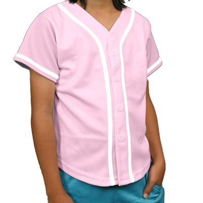 DIGITMON Kids Baseball Jersey Button Down Premium Hip Hop T Shirts Uniform PINKWHITE 6-Month Infants