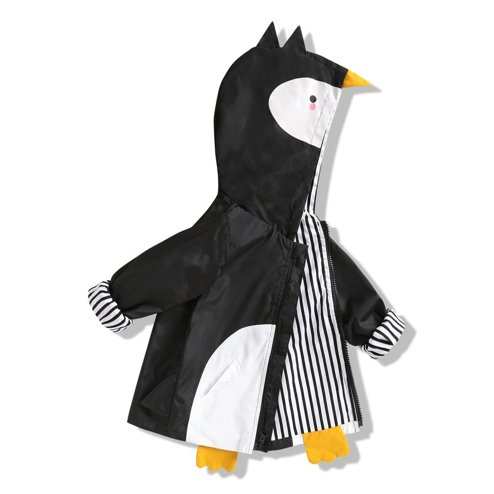 YOUNGER TREE Toddler Baby Boy Girl Penguin Raincoat Cute Cartoon Hoodie Zipper Coat Outfit (Penguin, 24 Months)