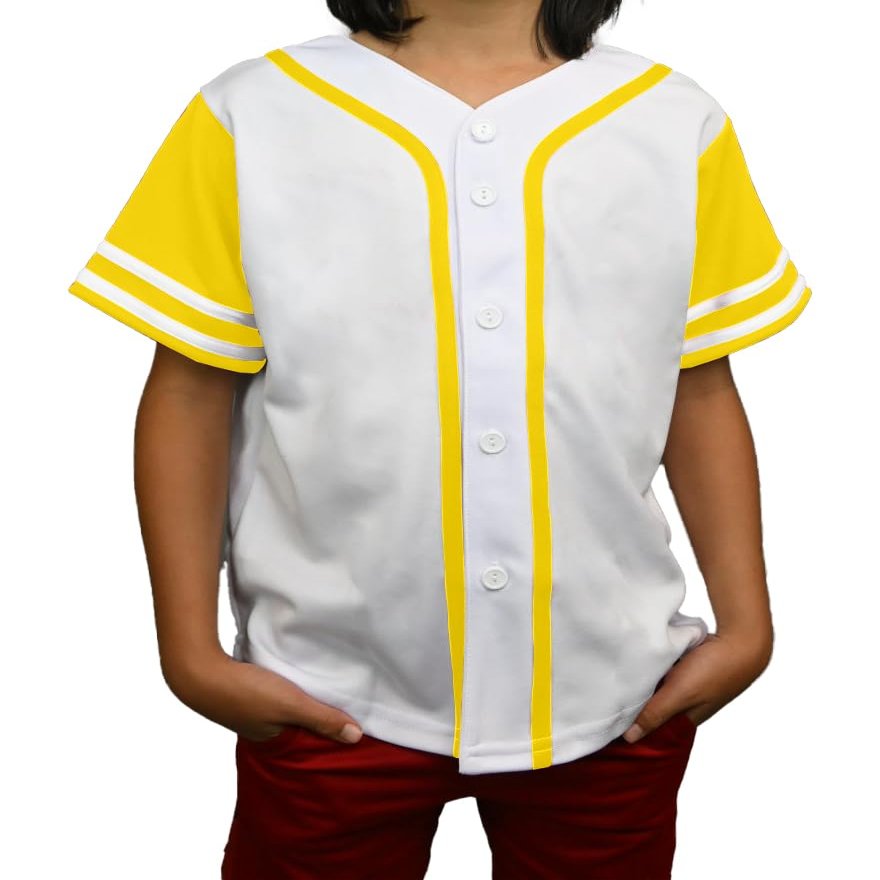 DIGITMON Kids Baseball Jersey Button Down Premium Sleeve Two-Striped T Shirts Uniform WHITEYELLOW 6Mo Infants