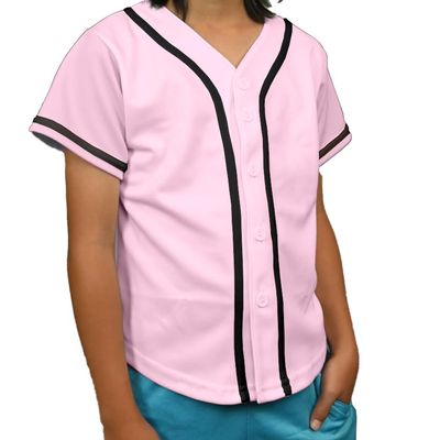 DIGITMON Kids Baseball Jersey Button Down Premium Hip Hop T Shirts Uniform PINKBLACK 6-Month Infants