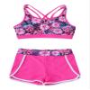 YONGHS Kids Girls 2 Pieces Bathing Suit Beach Swimsuit Sports Swimwear Tankinis Top with Shorts Set Rose Red B 16 Years view 4