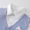 RUNQHUI Little Boys Formal Suit 2 Piece Tuxedo Outfits Short Sleeve White Dress Shirt Fake Vest + Bowtie + Shorts A_Sky Blue 6-7 Years view 2