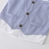 RUNQHUI Little Boys Formal Suit 2 Piece Tuxedo Outfits Short Sleeve White Dress Shirt Fake Vest + Bowtie + Shorts A_Sky Blue 6-7 Years view 4
