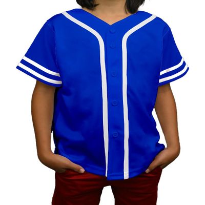 DIGITMON Kids Baseball Jersey Button Down Premium Sleeve Two-Striped T Shirts Uniform ROYALWHITE 6Mo Infants
