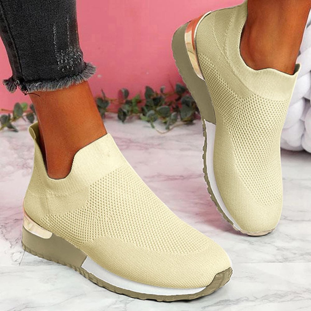 Women's Orthopedic Breathable Sneakers, Non-Slip Mesh Casual Fashion Tennis Running Sneakers 2023 New Walking Shoes with Arch Support, Premium Fashion Sneaker Comfortable Walking Shoes (Khaki #3, 9)