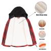 ThCreasa Toddler Little Boys Zip Up Hoodie Shacket Teddy Fleece Lined Buffalo Plaid Winter Grils Flannel Shirt Jacket Red 4T view 4