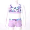 YONGHS Kids Girls 2 Pieces Bathing Suit Beach Swimsuit Sports Swimwear Tankinis Top with Shorts Set Lavender B 16 Years view 2