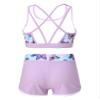 YONGHS Kids Girls 2 Pieces Bathing Suit Beach Swimsuit Sports Swimwear Tankinis Top with Shorts Set Lavender B 16 Years view 3