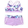 YONGHS Kids Girls 2 Pieces Bathing Suit Beach Swimsuit Sports Swimwear Tankinis Top with Shorts Set Lavender B 16 Years view 4