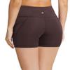 baleaf Biker Shorts Women Yoga Gym Workout Spandex Running Volleyball Tummy Control Compression with Pockets 5" Brown L view 3
