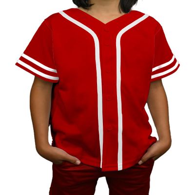 DIGITMON Kids Baseball Jersey Button Down Premium Sleeve Two-Striped T Shirts Uniform Redwhite 6Mo Infants