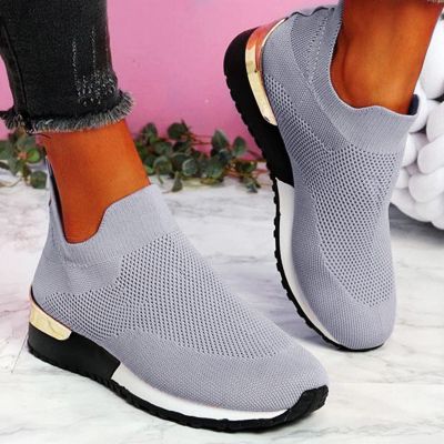 Women's Orthopedic Breathable Sneakers, Non-Slip Mesh Casual Fashion Tennis Running Sneakers 2023 New Walking Shoes with Arch Support, Premium Fashion Sneaker Comfortable Walking Shoes (Grey #2, 6.5)