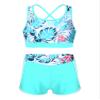 YONGHS Kids Girls 2 Pieces Bathing Suit Beach Swimsuit Sports Swimwear Tankinis Top with Shorts Set Green Palm Leaf B 8 Years view 1