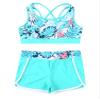YONGHS Kids Girls 2 Pieces Bathing Suit Beach Swimsuit Sports Swimwear Tankinis Top with Shorts Set Green Palm Leaf B 8 Years view 3