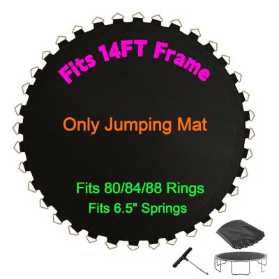 Garden Trampoline Replacement Mat, 12 13 14 ft Trampoline Jump Mat Using 6.5inch Springs, Trampoline Floor Mat with 72/80/82/88 Buckles (14FT/80 Buckles)