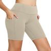 baleaf Biker Shorts Women Yoga Gym Workout Spandex Running Volleyball Tummy Control Compression with Pockets 8" Khaki XL view 1