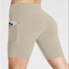 baleaf Biker Shorts Women Yoga Gym Workout Spandex Running Volleyball Tummy Control Compression with Pockets 8" Khaki XL view 2