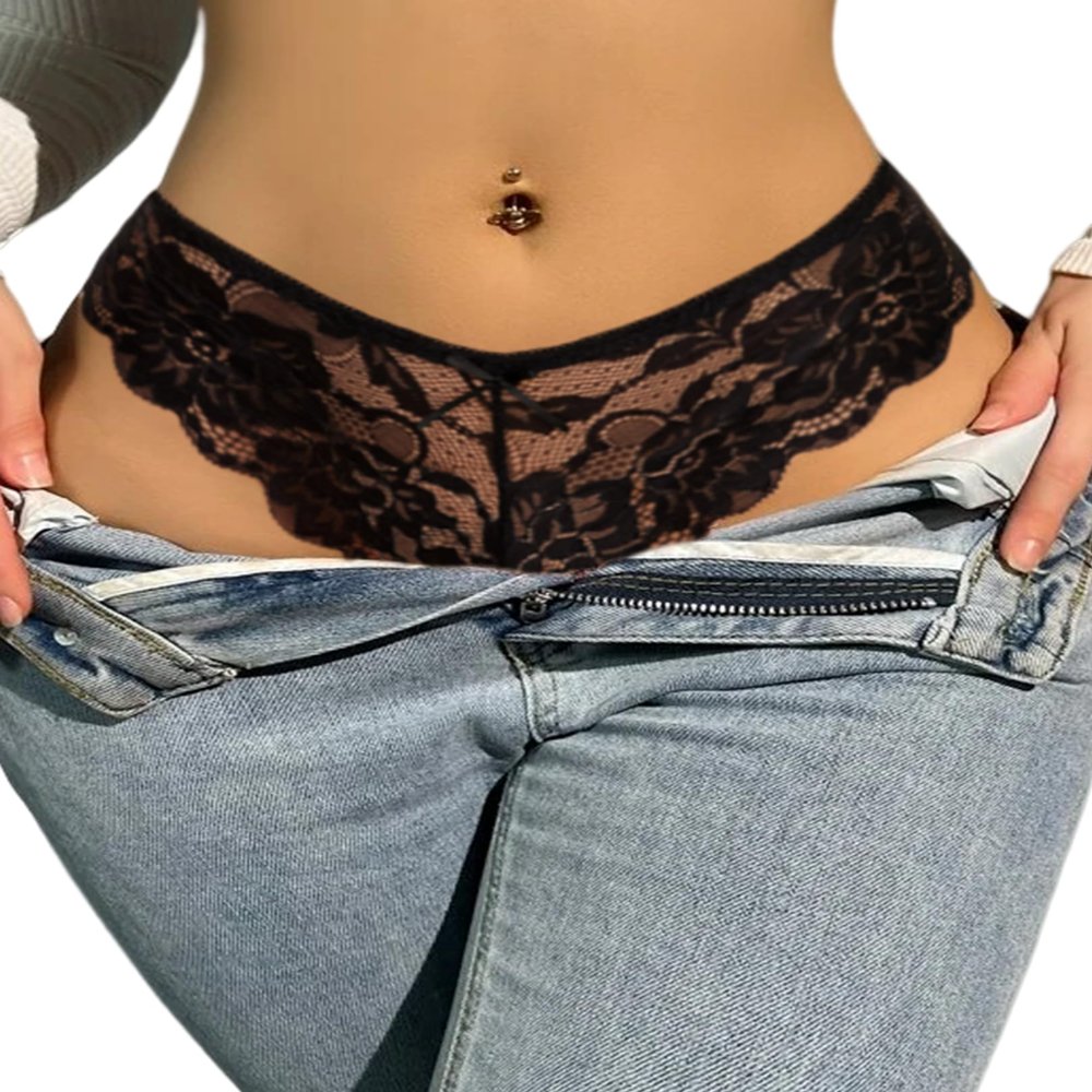 Avidlove Sexy Panties for Women Lace Underwear Cheeky Bikini Panties Soft Hipster Black M