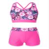 YONGHS Kids Girls 2 Pieces Bathing Suit Beach Swimsuit Sports Swimwear Tankinis Top with Shorts Set Rose Red B 8 Years view 1