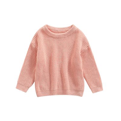 Karwuiio Toddler Baby Girl Boy Knit Sweater Round Neck Long Sleeve Pullover Sweatshirt Fall Winter Clothes (A-Pink, 4-5 Years)