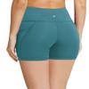 baleaf Biker Shorts Women Yoga Gym Workout Spandex Running Volleyball Tummy Control Compression with Pockets 5" Green XS view 2