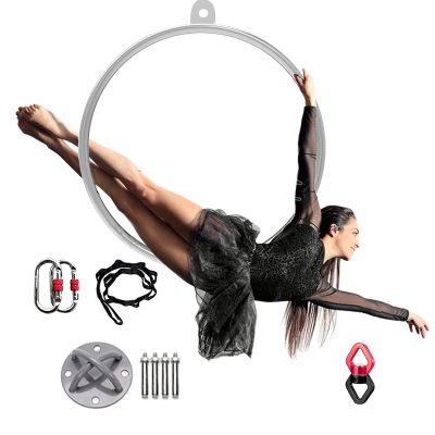 CMYUN Yoga Aerial Hoop Set for Adult, Dance Fitness Equipment Lyra Hoop Ring, Large Metal Art Yoga Hoop Kit for Acrobatic, for Home Gym Circuses (Size : Diameter-80cm(31 1/2"))