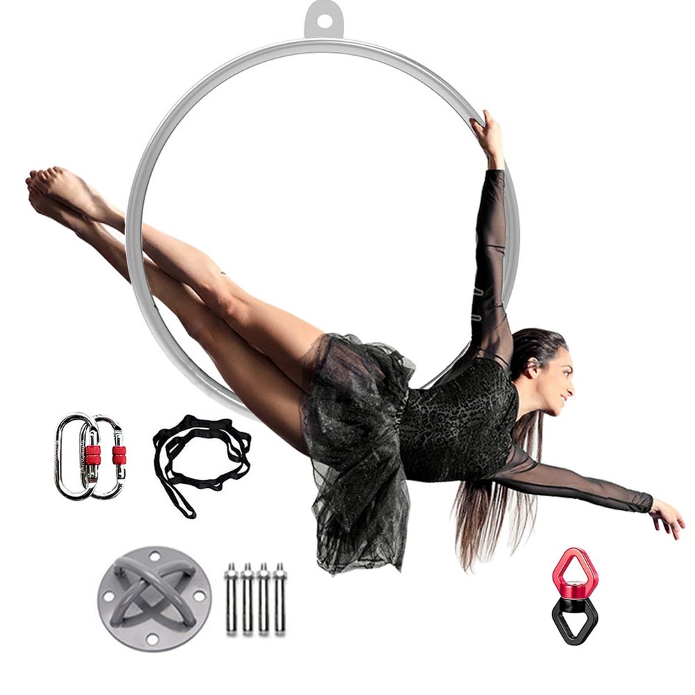 CMYUN Yoga Aerial Hoop Set for Adult, Dance Fitness Equipment Lyra Hoop Ring, Large Metal Art Yoga Hoop Kit for Acrobatic, for Home Gym Circuses (Size : Diameter-80cm(31 1/2"))