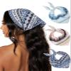 AWAYTR 3Pcs Hair Bandanas Head Kerchief for Women Girls Tie-Back Boho Hair Scarf Headband Bandana Triangle Head Scarf (Stripe Print - Pink/Light Blue/Navy Blue) view 1