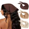 AWAYTR 3Pcs Hair Bandanas Head Kerchief for Women Girls Tie-Back Boho Hair Scarf Headband Bandana Triangle Head Scarf (Solid Color - Beige/Khaki/Brown) view 1