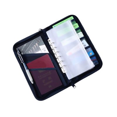 YIUWLMN Minimalist Travel Document Organizer Passport Holder Family Oxford Cloth Material Multifunctional Portable and Convenient Passport holder with zipper (Black)