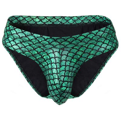 AGJGFM Men's Thong Underwear Sexy Bulge Pouch Briefs Fish Scales Swimming Trunks Mens Bathing Suits Green