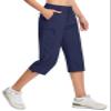 TACVASEN Women's Cargo Capris Hiking Pants Waterproof Lightweight Quick Dry Travel Outdoor Knee Length Shorts 5 Pockets Summer Navy S view 1