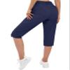 TACVASEN Women's Cargo Capris Hiking Pants Waterproof Lightweight Quick Dry Travel Outdoor Knee Length Shorts 5 Pockets Summer Navy S view 2
