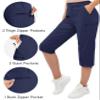 TACVASEN Women's Cargo Capris Hiking Pants Waterproof Lightweight Quick Dry Travel Outdoor Knee Length Shorts 5 Pockets Summer Navy S view 3