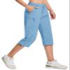 TACVASEN Women's Cargo Capris Hiking Pants Water Resistant Lightweight Travel Golf Summer Long Shorts Zipper Pockets Light Blue M view 1