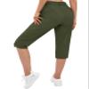 TACVASEN Women's Capri Cargo Hiking Pants Quick Dry Lightweight Waterproof Golf Athletic Summer Long Shorts Zipper Pockets Army Green S view 2