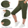 TACVASEN Women's Capri Cargo Hiking Pants Quick Dry Lightweight Waterproof Golf Athletic Summer Long Shorts Zipper Pockets Army Green S view 3